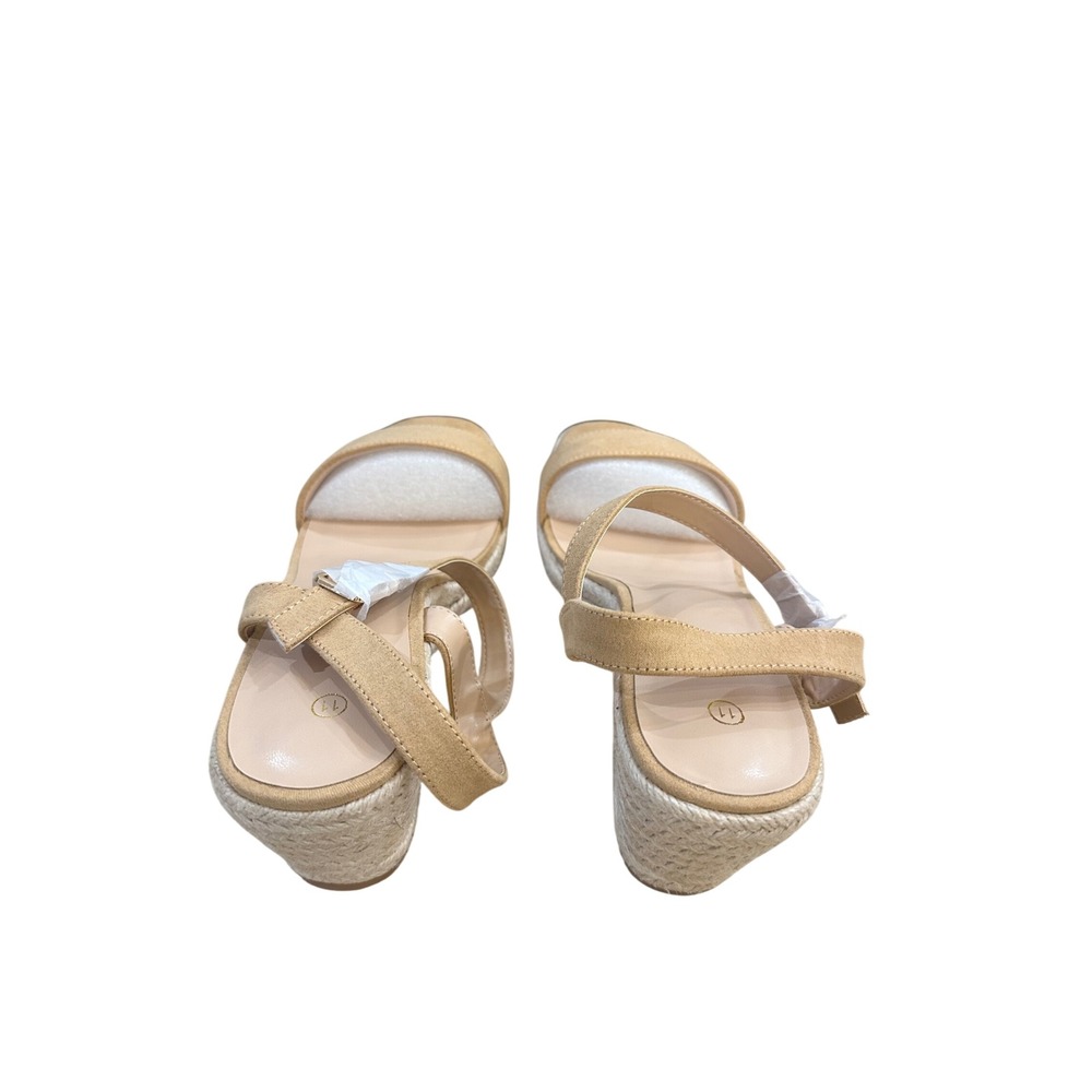 MYSOFT Womens Tan Suede Espadrille Wedge Sandals Size 11 - Picture 3 of 5